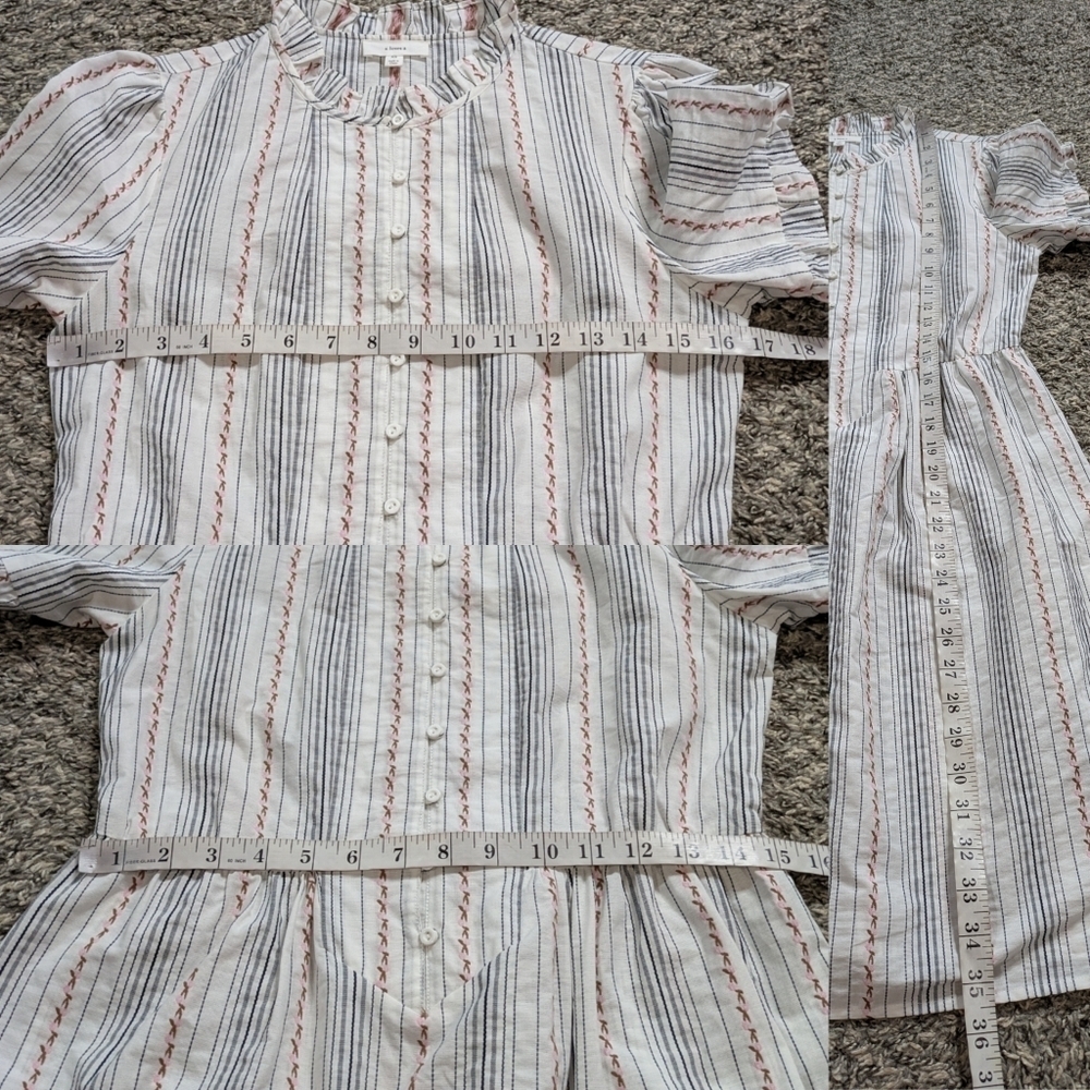 Anthro A Loves A White Pink Embroidered Floral A Line Dress XS - Picture 7 of 7